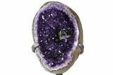 Amethyst Geode with Calcite on Metal Stand - Great Color #116287-1